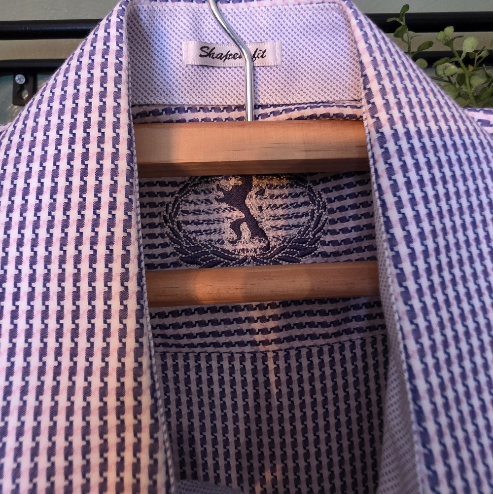Bugatchi Navy and White Patterned Shirt